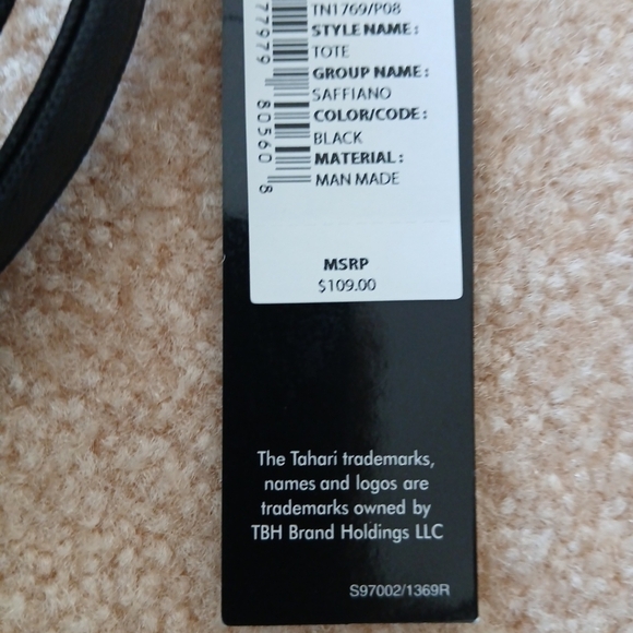 TAHARI Tote Black Saffiano Man Made Leather Style #TN1769/P08 NWT In Packaging - Picture 6 of 8